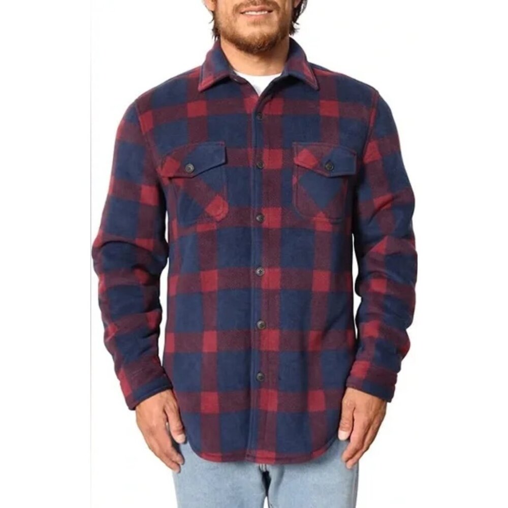 Freedom Foundry Mens Plaid Fleece Jacket Super Plush Sherpa Lined Jacket Shirt M